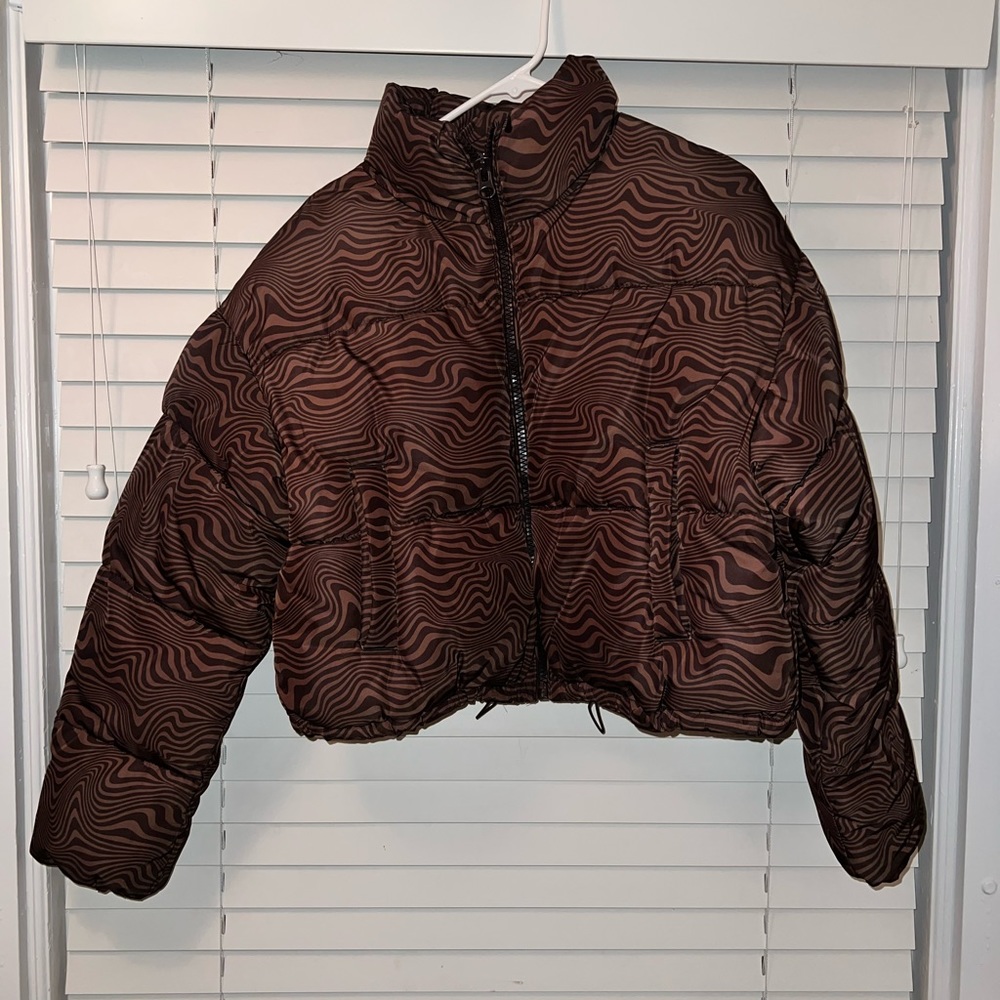 BROWN CROPPED PUFFER